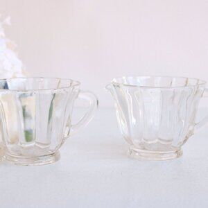 Vintage Glass Sugar And Creamer Set, High Tea Party Serving Set, Coffee